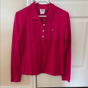 Lacoste Fuchsia Long Sleeve Polo